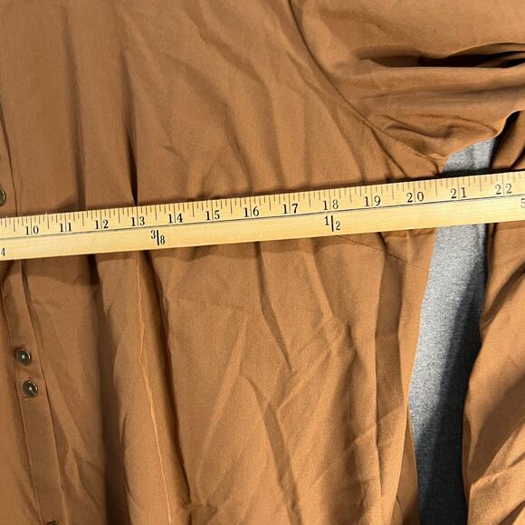 Susan Graver Regular Stretch Woven Button Front Duste Toffee Size 1X - Picture 10 of 12
